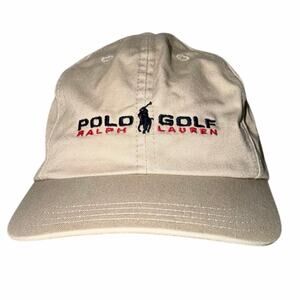 Vintage polo Ralph Lauren polo golf tan baseball cap hat USA made cotton preppy